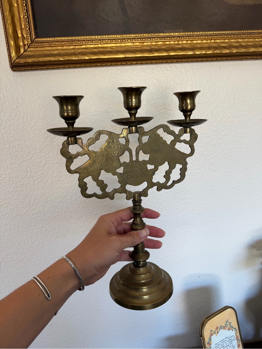 Brass Three-Arm Candelabra - Antique Style
